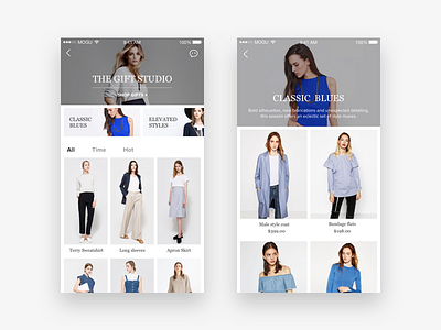 International Concept Design blue classic fashion gift girl mobile shopping studio ui ux