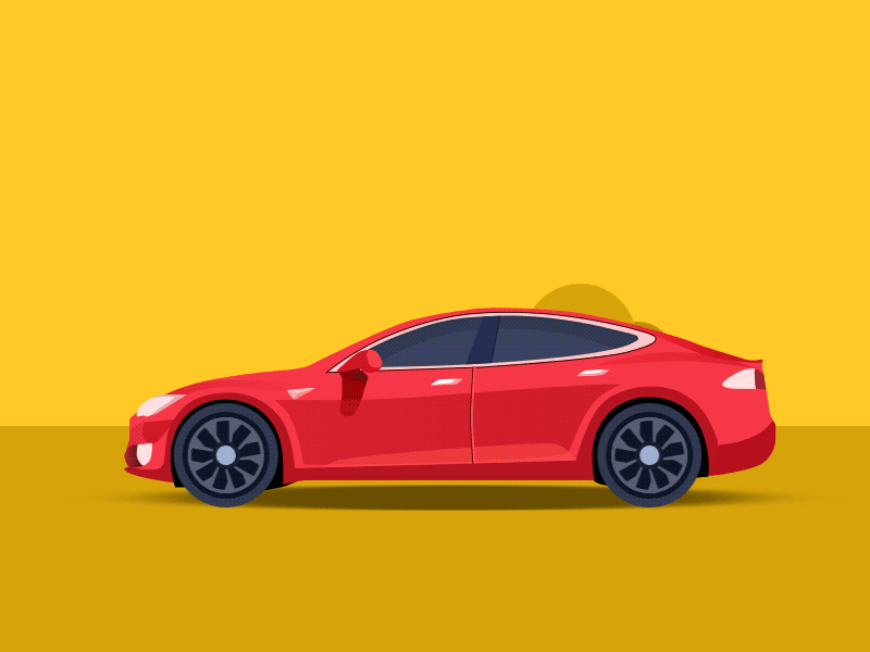 Tesla animation car red telsa ui ux