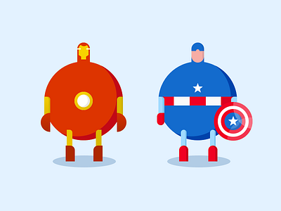 Iron Man and US captain blue captaon cartoon illustration iron red