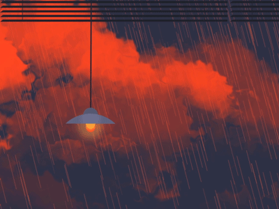 A Rainy Day ae animation cloud gif lamp loop motion rain wind window