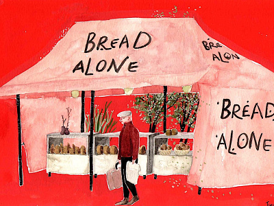 Bread Alone gouache illustration painting sketch watercolor