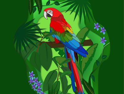 Parrot Ara in the jungle array colorful illustration illustrations illustrator parrot vector vector art vector illustration vectorart vectorartist vectornator vectorwork