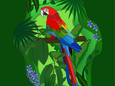 Parrot Ara in the jungle array