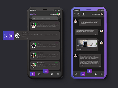 Mobile Chat App -Dark Mode mobile app design ui