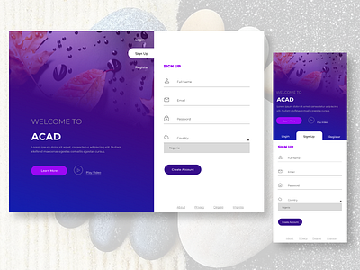 Sign Up Screens design ui