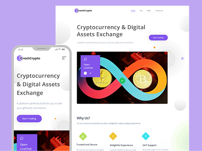 Crypto Exchange Landing Page bitcoin cryto hero landing page mobile responsive website