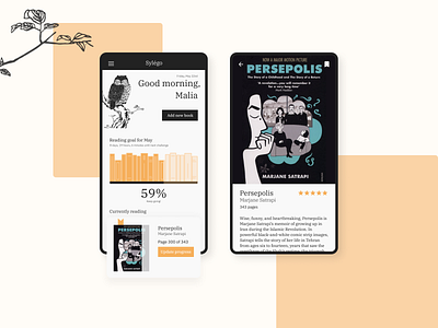 Sylégo Reading Tracker app design minimal mobile reading ui ux
