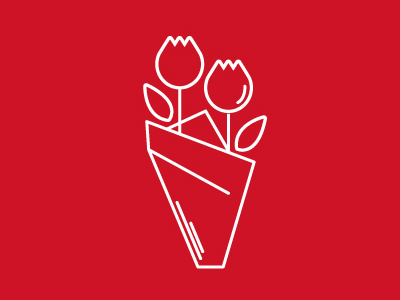 Tulips Bouquet flat flowers graphic icon illustration line art outline
