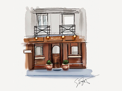 Curb Appeal building drawing exterior illustration paper sketch watercolor