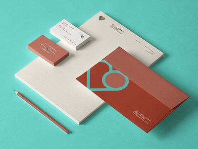 1by1 Stationary brand branding collateral design heart identity logo mockup non profit stationary typography