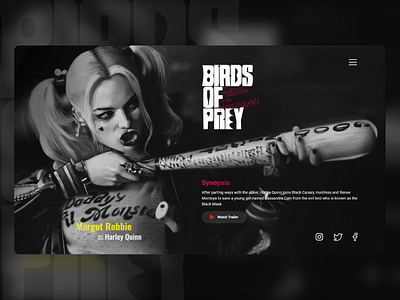 Birds of Prey | Landing Page Concept birds of prey branding design harleyquinn landingpage movieart ui uidesign uiux uiuxdesign ux webdesign