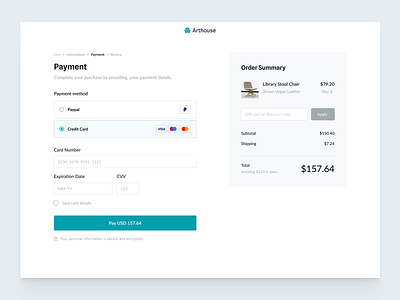 Checkout page - Pay with credit card checkout dailyui payment ui