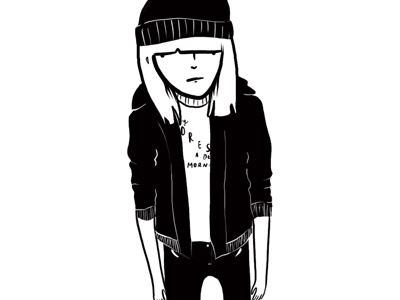 winter uniform black and white character digital doodle illustration self portrait sketch