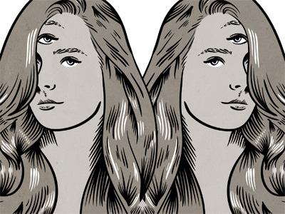 Ol' 3 Eyes girl hair illustration muted