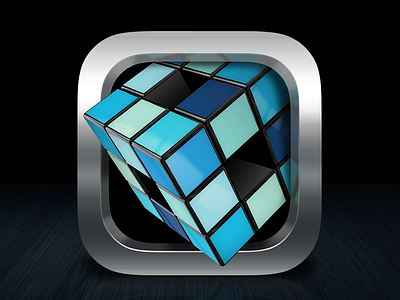 The Cube app blue box chrome clean cube icon ios rubber shiny square ui
