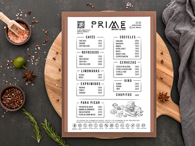 Menu Design | PRIME Bistro & Bar menu menu design