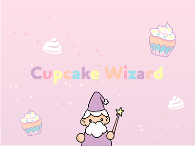 Cupcake Wizard branding design illustration