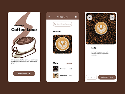 CoffeeLove app design ui ux