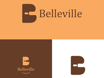 BELLEVILLE logo concept, bakery company app bakery bellevile blue book branding brown cooking design illustration learning letter b minimalist roller bakery simple