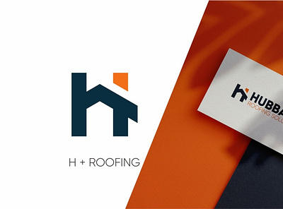 HUBBARD logo concept app blue branding design illustration learning logo logo design orange roofing simple vector