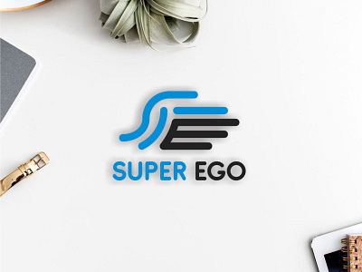 SUPER EGO logo concept app bakery blue branding design ego illustration learning letter e letter s logo design logomark modern simple super vector