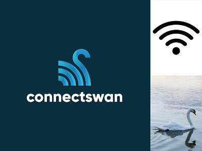 connectswan logo branding connect design dual meaning logo learning logo logo design modern signal simple swan two meaning logo wifi