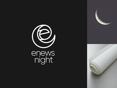 enews night logo app branding design dual meaning ecommerce enews logo logo design moon news logo night paper simple two meaning