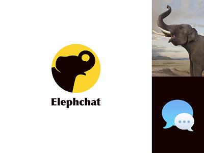 elephchat logo branding chat chat app design dual meaning logo elephant elephchat logo illustration logo logo design modern simple two meaning logo