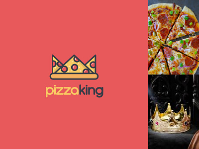pizzaking logo branding colorful cute logo design dual meaning logo illustration king logo logo logo design modern pizza logo pizzaking logo simple two meaning logo vector