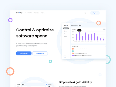 SaaS spend tracker landing page