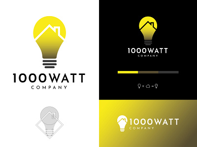 Logo 1000 watt brand branding building company design electrician home lamp light logo logo design modular grid vector yellow