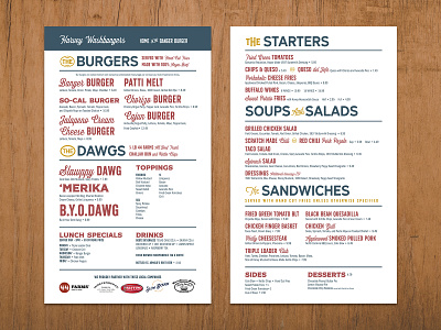 Washbangers Menu Revamp design indesign menu typography