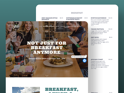 Stella Southern Cafe - Web Design menu restaurant web design