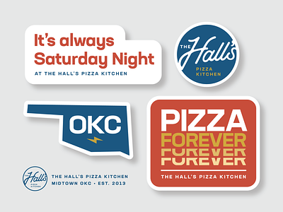 The Hall's Pizza Kitchen • Stickers branding design dribbbleweeklywarmup illustration logo stickers typography