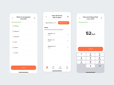 Phoenix - Renovation Estimate App app app design calculator construction description design estimation home input loading minimal mobile app property remodel renovation repair success ui ui ux ui design