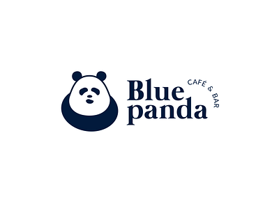 Blue panda logo branding design flat icon illustration illustrator logo minimal typography vector