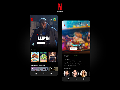Netflix remade 📼 app dark design mobile netflix remade streaming ui
