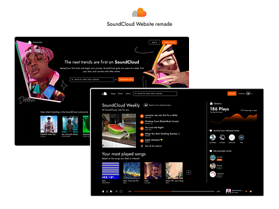 SoundCloud remade ⛅ black dark design music orange redesign remade soundcloud web website