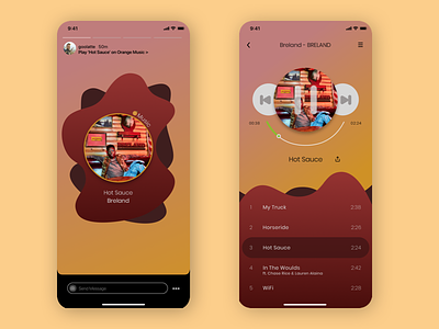 Music Player & Insta Share app design music app music player music player ui typography ui ux