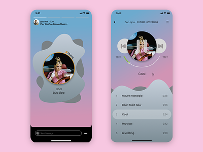 Music Player & Insta Share 2 app design music app music player music player ui ui ux