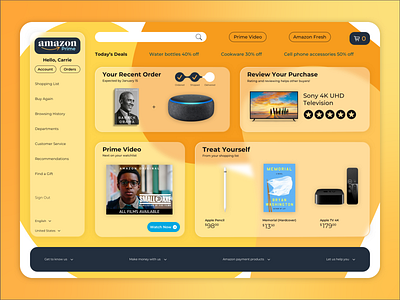 Amazon Redesign amazon branding design frosted glass redesign typography ui ui design ux ux design uxui vector web website