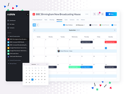 Rubble - calendar view branding design mobile app ui design uiux user experience userinterface ux uxui