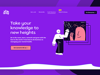 Landing page for The Youth Group branding graphic design illustration landing page logo ui ui design uiux user experience userinterface