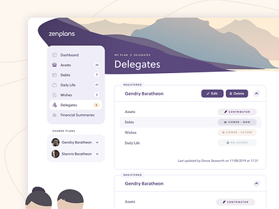 Zenplans - Delegates page look