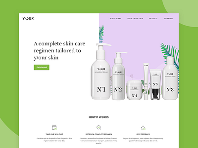 Landing Page for Y/our Cosmetic branding cosmetic green landing page minimal nature ui design ux design violet