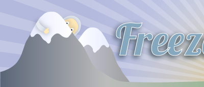 Freeze Peach Banner (Left Side) banner birds blue ice lobster peach trees typography yeti