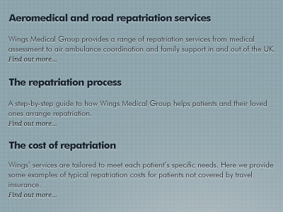 Wings Medical - Section of Type blue design droid serif drop shadow futura pattern photoshop type typography web web design