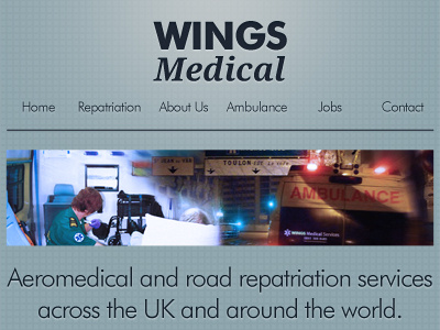 Wings Medical Homepage blue design droid serif futura logo logo design mock up photoshop type typography