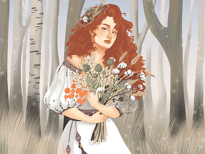 Girl with autumn bouquet