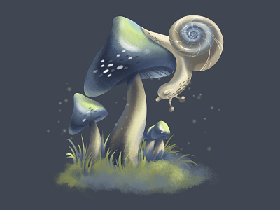 Mushroom botanical botanical illustration digital illustration digitalart illustration mushroom nature illustration snail